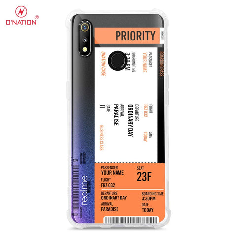 Realme 3 Cover - Personalised Boarding Pass Ticket Series - 5 Designs - Clear Phone Case - Soft Silicon Borders