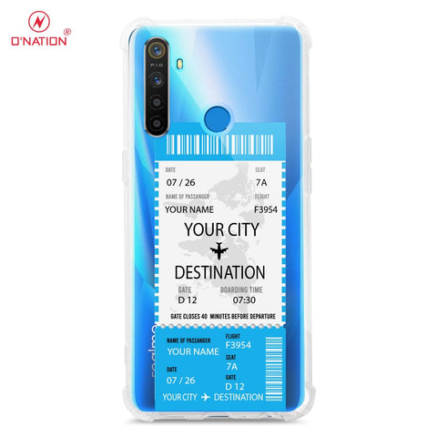 Realme 5s Cover - Personalised Boarding Pass Ticket Series - 5 Designs - Clear Phone Case - Soft Silicon Borders