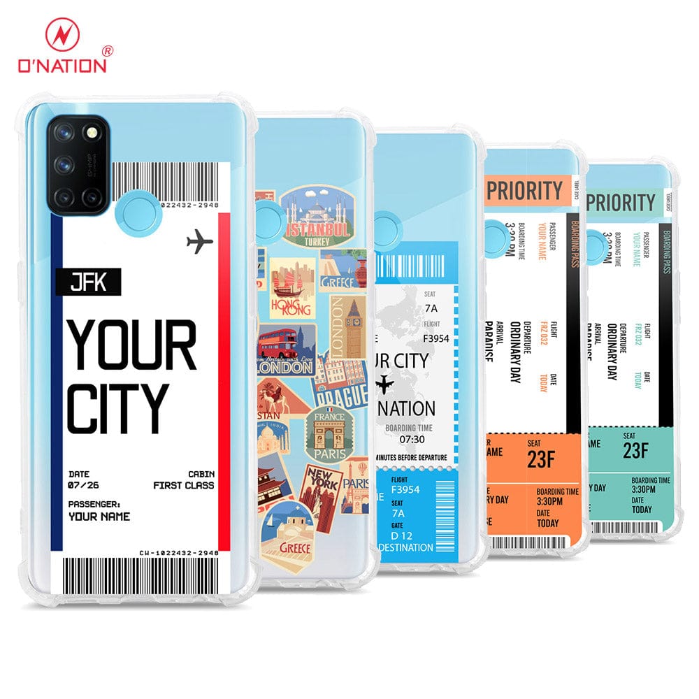 Realme 7i Cover - Personalised Boarding Pass Ticket Series - 5 Designs - Clear Phone Case - Soft Silicon Borders