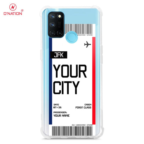 Realme 7i Cover - Personalised Boarding Pass Ticket Series - 5 Designs - Clear Phone Case - Soft Silicon Borders