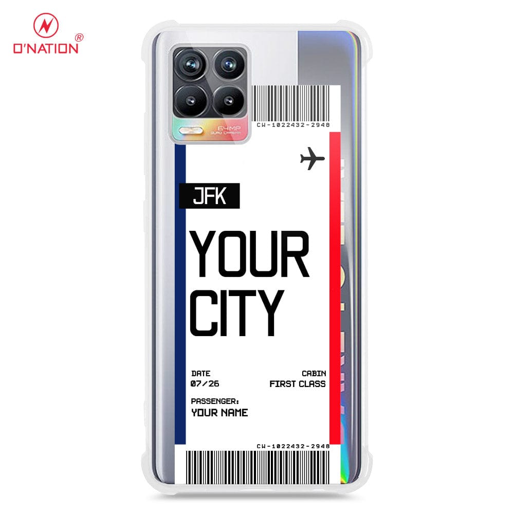 Realme 8 Cover - Personalised Boarding Pass Ticket Series - 5 Designs - Clear Phone Case - Soft Silicon Borders