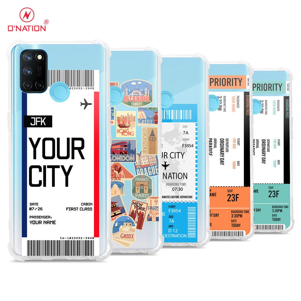 Realme C17 Cover - Personalised Boarding Pass Ticket Series - 5 Designs - Clear Phone Case - Soft Silicon Borders