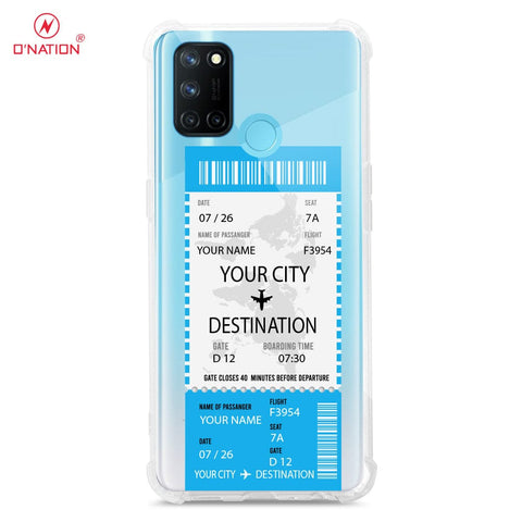 Realme C17 Cover - Personalised Boarding Pass Ticket Series - 5 Designs - Clear Phone Case - Soft Silicon Borders