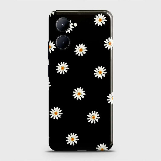 Realme C33 Cover - White Bloom Flowers with Black Background Printed Hard Case with Life Time Colors Guarantee