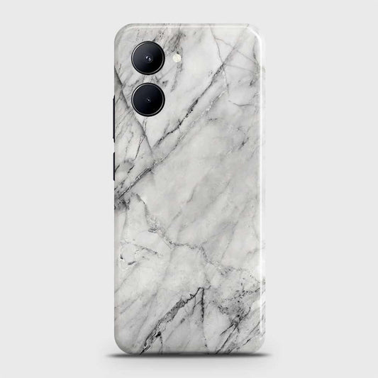 Realme C33 Cover - Trendy White Marble Printed Hard Case with Life Time Colors Guarantee