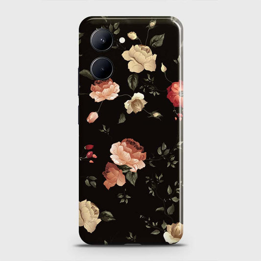 Realme C33 Cover - Dark Rose Vintage Flowers Printed Hard Case with Life Time Colors Guarantee