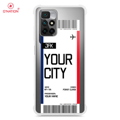 Xiaomi Redmi 10 Cover - Personalised Boarding Pass Ticket Series - 5 Designs - Clear Phone Case - Soft Silicon Borders