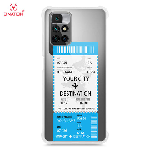 Xiaomi Redmi 10 Cover - Personalised Boarding Pass Ticket Series - 5 Designs - Clear Phone Case - Soft Silicon Borders