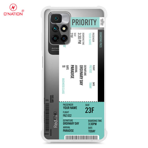 Xiaomi Redmi 10 Cover - Personalised Boarding Pass Ticket Series - 5 Designs - Clear Phone Case - Soft Silicon Borders