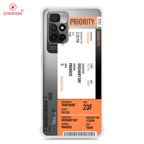 Xiaomi Redmi 10 Cover - Personalised Boarding Pass Ticket Series - 5 Designs - Clear Phone Case - Soft Silicon Borders