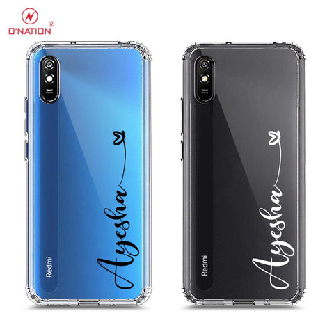 Xiaomi Redmi 9A  Cover - Personalised Name Series - 8 Designs - Clear Phone Case - Soft Silicon Borders