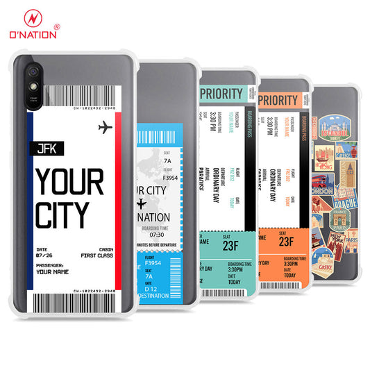 Xiaomi Redmi 9A Cover - Personalised Boarding Pass Ticket Series - 5 Designs - Clear Phone Case - Soft Silicon Borders