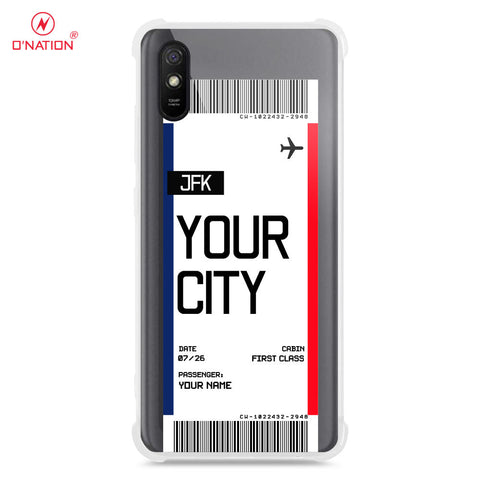 Xiaomi Redmi 9A Cover - Personalised Boarding Pass Ticket Series - 5 Designs - Clear Phone Case - Soft Silicon Borders