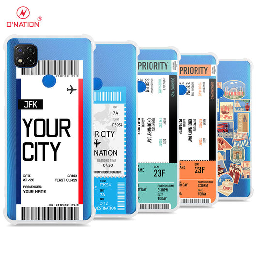 Xiaomi Redmi 9C Cover - Personalised Boarding Pass Ticket Series - 5 Designs - Clear Phone Case - Soft Silicon Borders