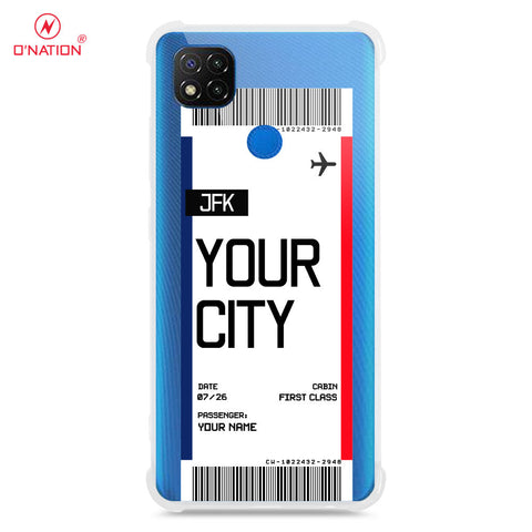Xiaomi Redmi 9C Cover - Personalised Boarding Pass Ticket Series - 5 Designs - Clear Phone Case - Soft Silicon Borders
