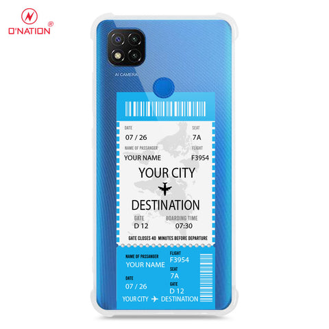 Xiaomi Redmi 9C Cover - Personalised Boarding Pass Ticket Series - 5 Designs - Clear Phone Case - Soft Silicon Borders