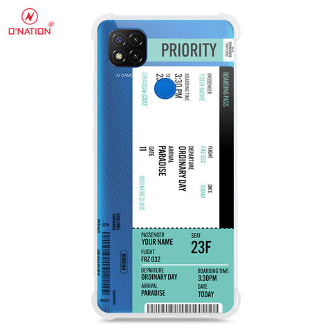 Xiaomi Redmi 9C Cover - Personalised Boarding Pass Ticket Series - 5 Designs - Clear Phone Case - Soft Silicon Borders