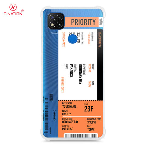 Xiaomi Redmi 9C Cover - Personalised Boarding Pass Ticket Series - 5 Designs - Clear Phone Case - Soft Silicon Borders