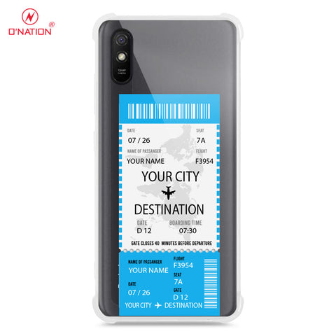 Xiaomi Redmi 9i Cover - Personalised Boarding Pass Ticket Series - 5 Designs - Clear Phone Case - Soft Silicon Borders