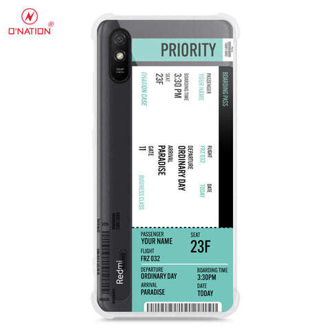 Xiaomi Redmi 9i Cover - Personalised Boarding Pass Ticket Series - 5 Designs - Clear Phone Case - Soft Silicon Borders