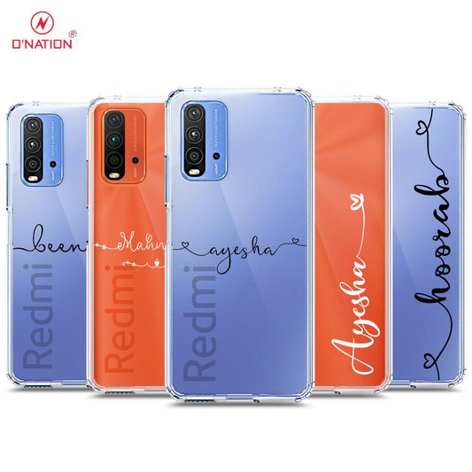 Xiaomi Redmi 9T  Cover - Personalised Name Series - 8 Designs - Clear Phone Case - Soft Silicon Borders