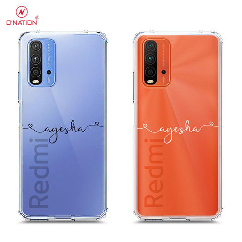 Xiaomi Redmi 9T  Cover - Personalised Name Series - 8 Designs - Clear Phone Case - Soft Silicon Borders