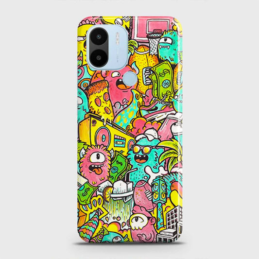 Xiaomi Redmi A1 Plus Cover - Candy Colors Trendy Sticker Collage Printed Hard Case with Life Time Colors Guarantee