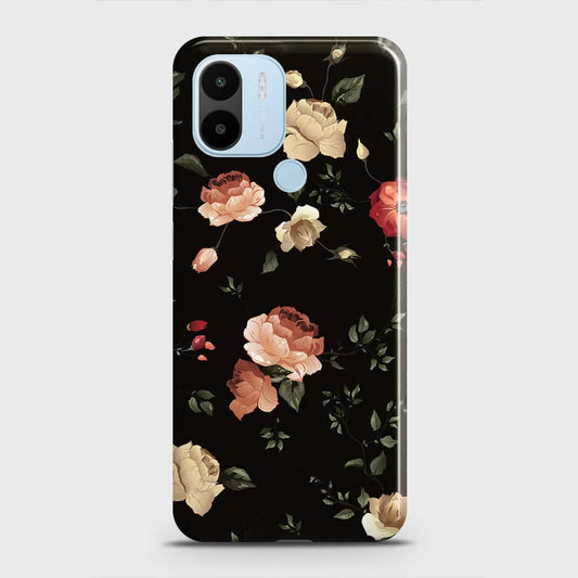 Xiaomi Redmi A1 Plus Cover - Dark Rose Vintage Flowers Printed Hard Case with Life Time Colors Guarantee