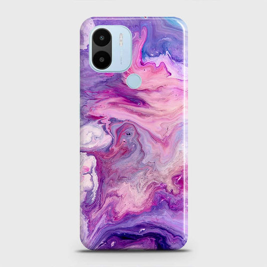 Xiaomi Redmi A1 Plus Cover - Chic Blue Liquid Marble Printed Hard Case with Life Time Colors Guarantee