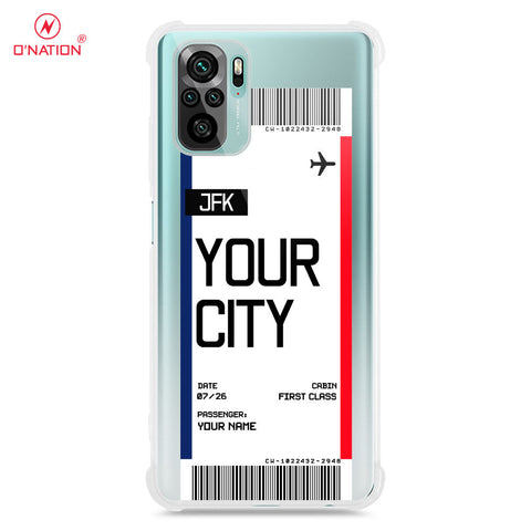 Xiaomi Redmi Note 10 4G Cover - Personalised Boarding Pass Ticket Series - 5 Designs - Clear Phone Case - Soft Silicon Borders