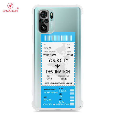 Xiaomi Redmi Note 10 4G Cover - Personalised Boarding Pass Ticket Series - 5 Designs - Clear Phone Case - Soft Silicon Borders