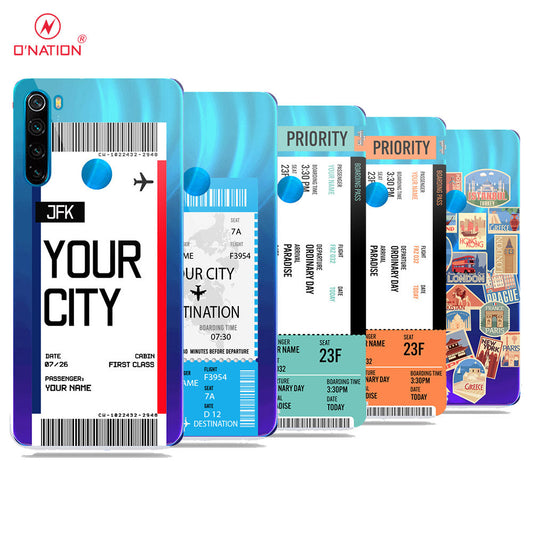 Xiaomi Redmi Note 8 Cover - Personalised Boarding Pass Ticket Series - 5 Designs - Clear Phone Case - Soft Silicon Borders