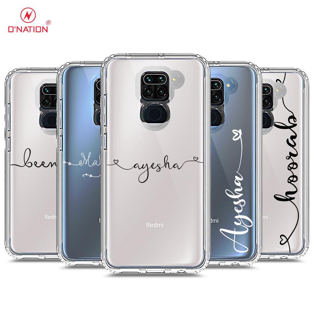 Xiaomi Redmi Note 9 Cover - Personalised Name Series - 8 Designs - Clear Phone Case - Soft Silicon Borders