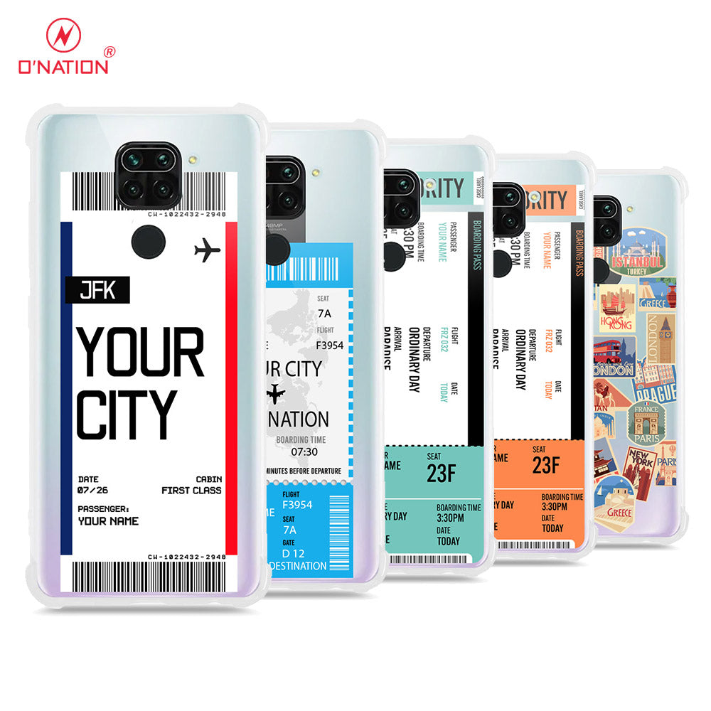 Xiaomi Redmi Note 9 Cover - Personalised Boarding Pass Ticket Series - 5 Designs - Clear Phone Case - Soft Silicon Borders