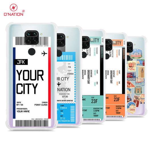 Xiaomi Redmi Note 9 Cover - Personalised Boarding Pass Ticket Series - 5 Designs - Clear Phone Case - Soft Silicon Borders