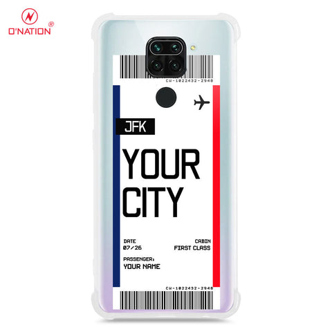 Xiaomi Redmi Note 9 Cover - Personalised Boarding Pass Ticket Series - 5 Designs - Clear Phone Case - Soft Silicon Borders