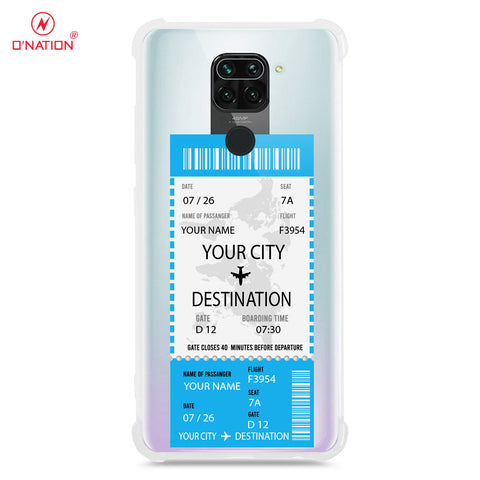 Xiaomi Redmi Note 9 Cover - Personalised Boarding Pass Ticket Series - 5 Designs - Clear Phone Case - Soft Silicon Borders