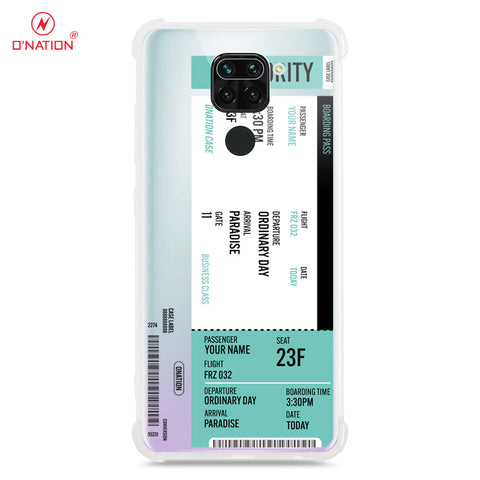 Xiaomi Redmi Note 9 Cover - Personalised Boarding Pass Ticket Series - 5 Designs - Clear Phone Case - Soft Silicon Borders