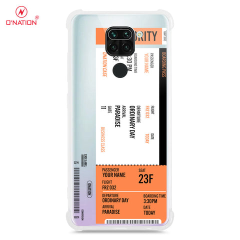 Xiaomi Redmi Note 9 Cover - Personalised Boarding Pass Ticket Series - 5 Designs - Clear Phone Case - Soft Silicon Borders