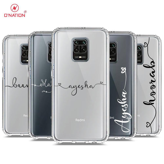 Xiaomi Redmi Note 9 Pro Cover - Personalised Name Series - 8 Designs - Clear Phone Case - Soft Silicon Borders