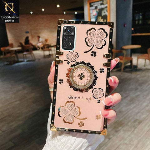 Xiaomi Redmi Note 11S Cover - Pink - Square Bling Diamond Glitter Soft TPU Trunk Case with Ring Holder