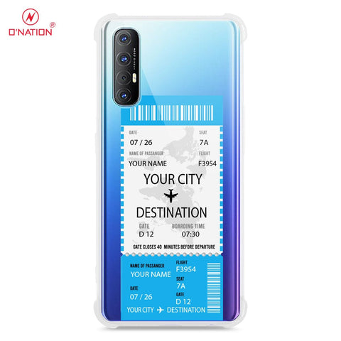 Oppo Reno 3 Pro Cover - Personalised Boarding Pass Ticket Series - 5 Designs - Clear Phone Case - Soft Silicon Borders