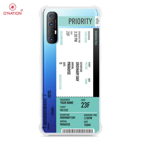 Oppo Reno 3 Pro Cover - Personalised Boarding Pass Ticket Series - 5 Designs - Clear Phone Case - Soft Silicon Borders