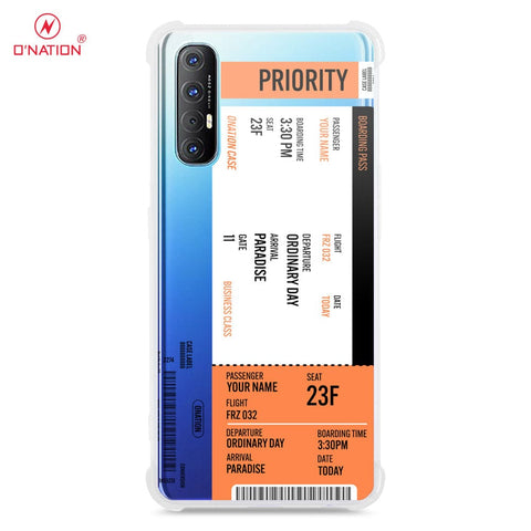 Oppo Reno 3 Pro Cover - Personalised Boarding Pass Ticket Series - 5 Designs - Clear Phone Case - Soft Silicon Borders