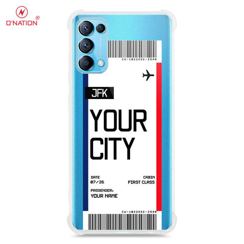 Oppo Reno 5 4G Cover - Personalised Boarding Pass Ticket Series - 5 Designs - Clear Phone Case - Soft Silicon Borders