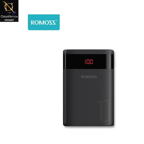 Black - ROMOSS Ares 10 Power Bank 10000mah Mini Size Charging with LCD Display