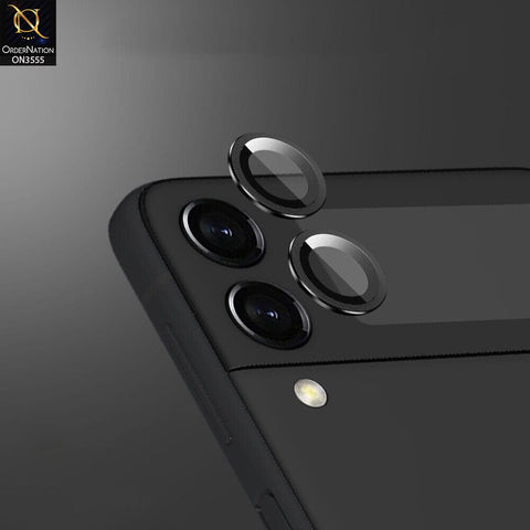 Samsung Galaxy Z Flip 4 5G  Camera Protector - Black - 9D Curved Tempered Glass Camera Lens Protector