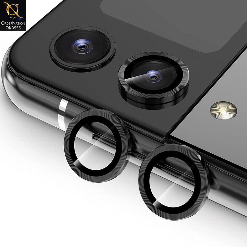 Samsung Galaxy Z Flip 4 5G  Camera Protector - Black - 9D Curved Tempered Glass Camera Lens Protector
