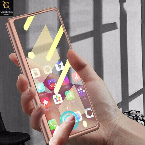 Samsung Galaxy Z Fold 4 5G Cover - Rose Gold - 360 Full Screen Protection Tempered Glass Hard Case PC Matte Cover