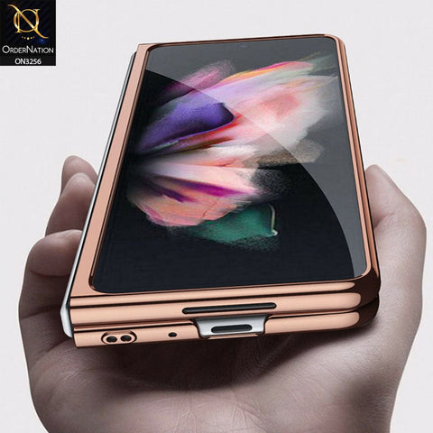 Samsung Galaxy Z Fold 3 5G Cover - Golden - GKK Streight Edge Phantom Plating Hard Shell Case